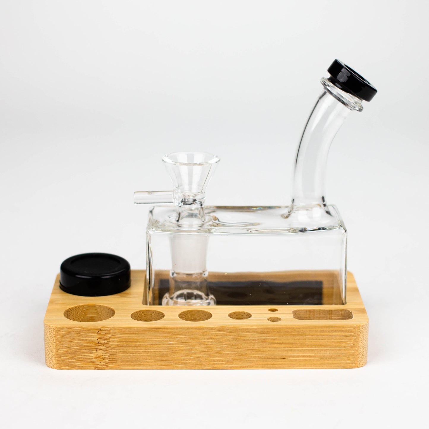 Rectangle glass water pipe with wooden tray-Assorted_1